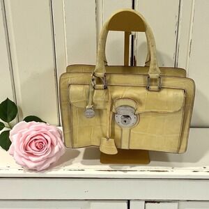 Dooney & Bourke Made in Italy Leather Lock Satchel | Croco Embossed